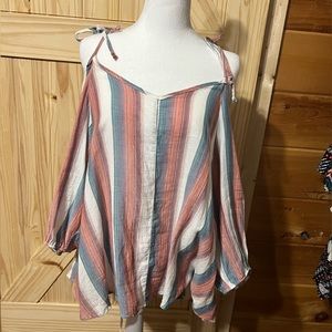H. I. P. Cold Shoulder 3/4 sleeve Stripe Size 0X
